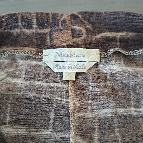 MaxMara V Neck Wrap Style Croco Pattern Wool Blend Sweater Draped Top Italy Sz S - Picture 5 of 11